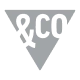 A gray triangle pointing downward with the white text “&CO” inside it.