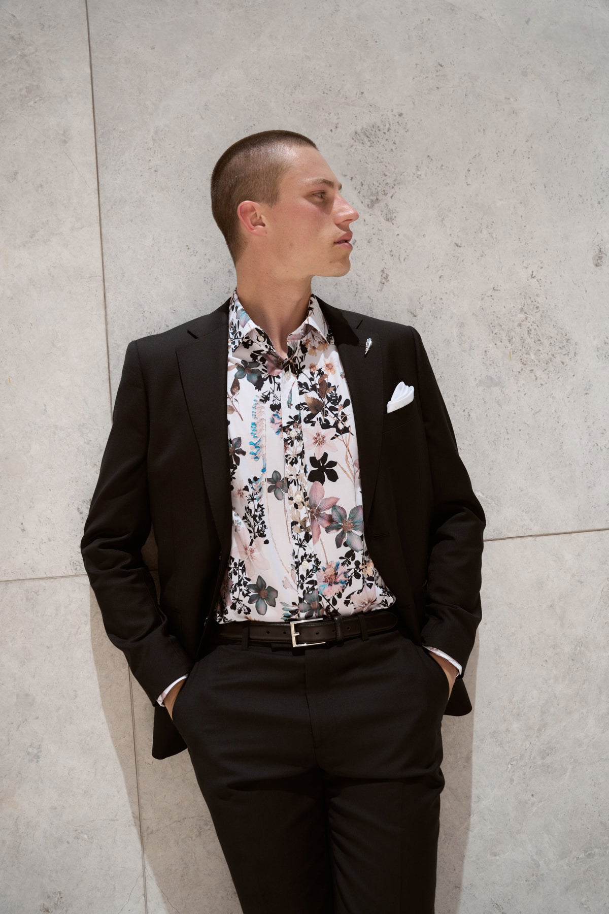 Barkers Apothecary AOP Business Shirt in white, classic fit, alternate view