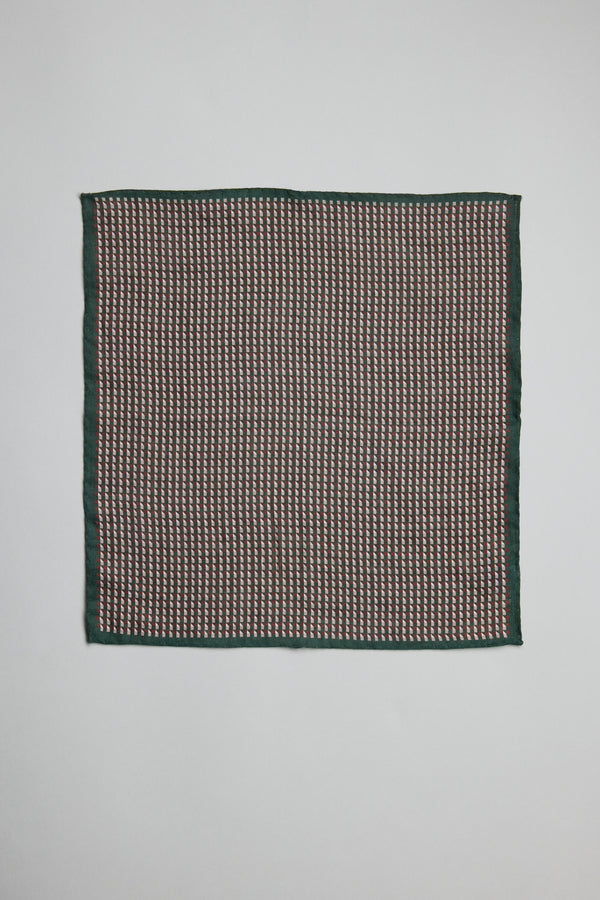 Parisian Geo Linen Pocket Square by Parisian, geometric print with dark border on light background.