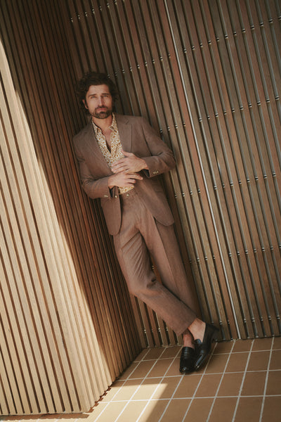 Barkers Hollins Linen Pant in brown, relaxed fit