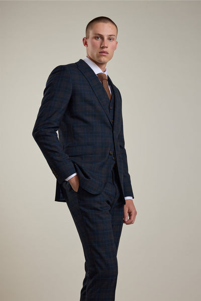 Barkers Lockhard Check Suit Jacket in navy check